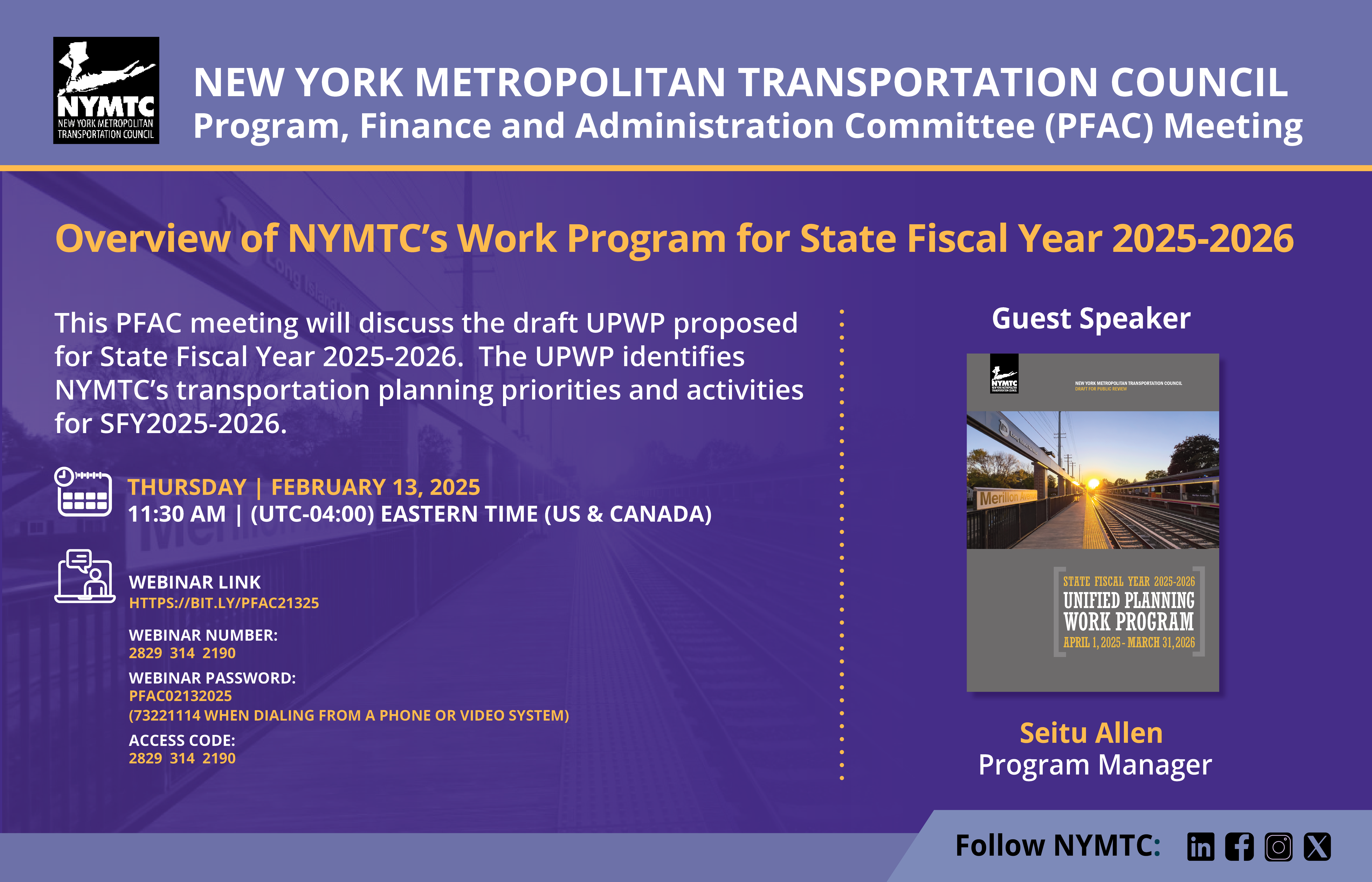 NYMTC PFAC Notice-UPWP 2025